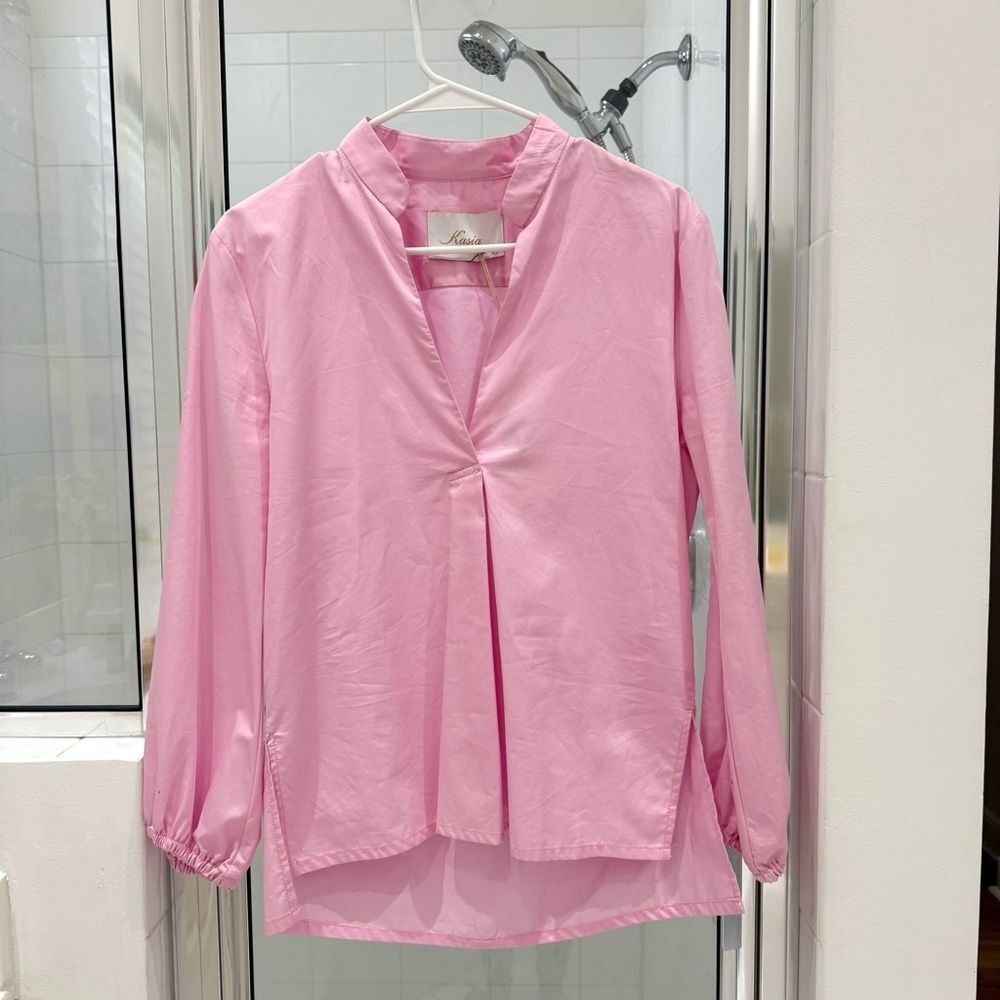 Kasia NWT Retails $235 Pink Popover  Elastic Sleeves Extra Small